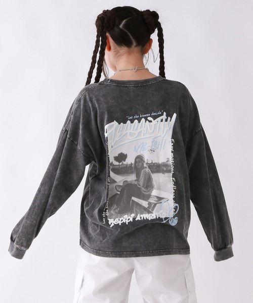 repipi armario（レピピ アルマリオ）の「AcidWashルーズロンT（Tシャツ/カットソー・キッズ・ブラック系2/ブラック系3/ブラック系1/ホワイト系2/ホワイト系1/ホワイト系3/ピンク・SMALL/LARGE/MEDIUM）」の6枚目の写真