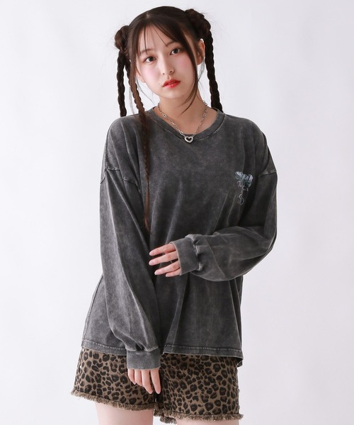 repipi armario（レピピ アルマリオ）の「AcidWashルーズロンT（Tシャツ/カットソー・キッズ・ブラック系2/ブラック系3/ブラック系1/ホワイト系2/ホワイト系1/ホワイト系3/ピンク・SMALL/LARGE/MEDIUM）」の10枚目の写真