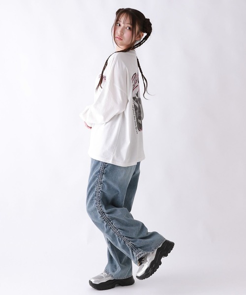 repipi armario（レピピ アルマリオ）の「AcidWashルーズロンT（Tシャツ/カットソー・キッズ・ブラック系2/ブラック系3/ブラック系1/ホワイト系2/ホワイト系1/ホワイト系3/ピンク・SMALL/LARGE/MEDIUM）」の11枚目の写真