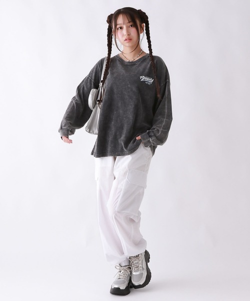 repipi armario（レピピ アルマリオ）の「AcidWashルーズロンT（Tシャツ/カットソー・キッズ・ブラック系2/ブラック系3/ブラック系1/ホワイト系2/ホワイト系1/ホワイト系3/ピンク・SMALL/LARGE/MEDIUM）」の13枚目の写真