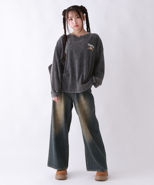 repipi armario（レピピ アルマリオ）の「AcidWashルーズロンT（Tシャツ/カットソー・キッズ・ブラック系2/ブラック系3/ブラック系1/ホワイト系2/ホワイト系1/ホワイト系3/ピンク・SMALL/LARGE/MEDIUM）」の19枚目の写真