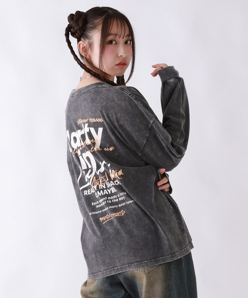 repipi armario（レピピ アルマリオ）の「AcidWashルーズロンT（Tシャツ/カットソー・キッズ・ブラック系2/ブラック系3/ブラック系1/ホワイト系2/ホワイト系1/ホワイト系3/ピンク・SMALL/LARGE/MEDIUM）」の21枚目の写真