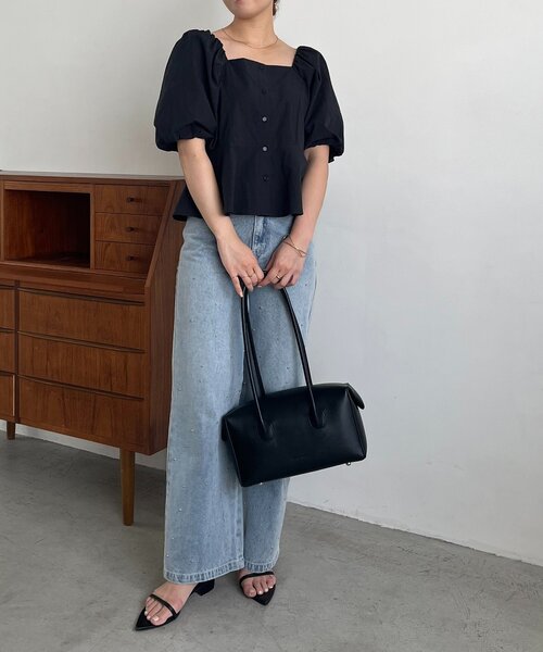 CAPRICIEUX LE'MAGE(カプリシューレマージュ)の「【オフショルでも着られる】パフスリーブペプラムブラウス(シャツ/ブラウス・レディース・ブラック/ホワイト/ブルー・FREE)」の19枚目の写真