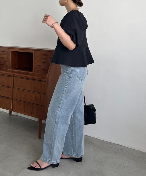 CAPRICIEUX LE'MAGE(カプリシューレマージュ)の「【オフショルでも着られる】パフスリーブペプラムブラウス(シャツ/ブラウス・レディース・ブラック/ホワイト/ブルー・FREE)」の17枚目の写真