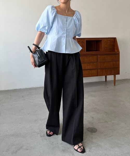 CAPRICIEUX LE'MAGE(カプリシューレマージュ)の「【オフショルでも着られる】パフスリーブペプラムブラウス(シャツ/ブラウス・レディース・ブラック/ホワイト/ブルー・FREE)」の12枚目の写真