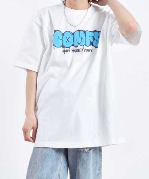 MODISH GAZE(モディシュガゼ)の「【MODISH GAZE】COMFYグラフィックプリントTシャツ(Tシャツ/カットソー・メンズ・ホワイト/パープル/ブラック・MEDIUM/LARGE/X-LARGE)」の9枚目の写真