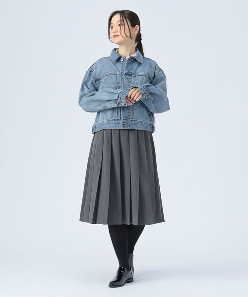 BEAMS HEART(ビームスハート)の「プリーツ ミディ スカート(スカート・レディース・グレー/ネイビー・FREE)」の4枚目の写真