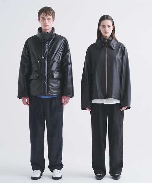 CULLNI（クルニ）の「Faux Leather Layerd Collar Zip Up Jacket