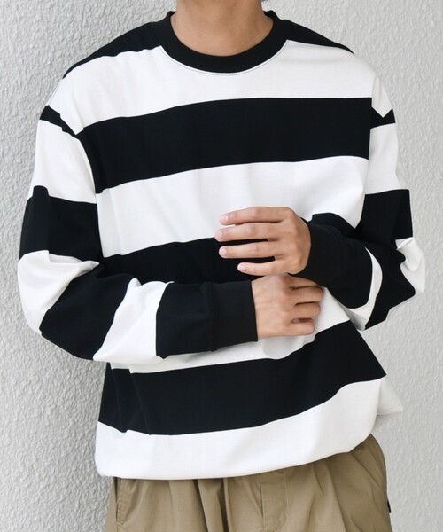 SHIPS any(シップス エニィ)の「SHIPS any: ワイド カラー ボーダー スピンドル Tシャツ (ロンT)◇(Tシャツ/カットソー・メンズ・ブラウン/ワイン/ブラック/グリーン・MEDIUM/LARGE)」の7枚目の写真