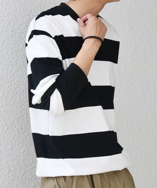 SHIPS any(シップス エニィ)の「SHIPS any: ワイド カラー ボーダー スピンドル Tシャツ (ロンT)◇(Tシャツ/カットソー・メンズ・ブラウン/ワイン/ブラック/グリーン・MEDIUM/LARGE)」の9枚目の写真