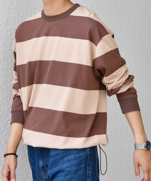 SHIPS any(シップス エニィ)の「SHIPS any: ワイド カラー ボーダー スピンドル Tシャツ (ロンT)◇(Tシャツ/カットソー・メンズ・ブラウン/ワイン/ブラック/グリーン・MEDIUM/LARGE)」の13枚目の写真