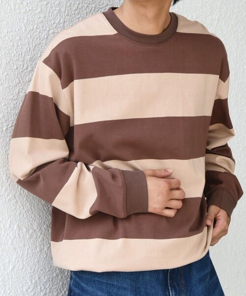 SHIPS any(シップス エニィ)の「SHIPS any: ワイド カラー ボーダー スピンドル Tシャツ (ロンT)◇(Tシャツ/カットソー・メンズ・ブラウン/ワイン/ブラック/グリーン・MEDIUM/LARGE)」の14枚目の写真