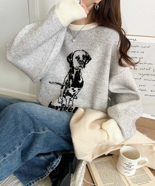 セール】着心地抜群！大人かわいいスタイルに♪ダブルジャガード配色