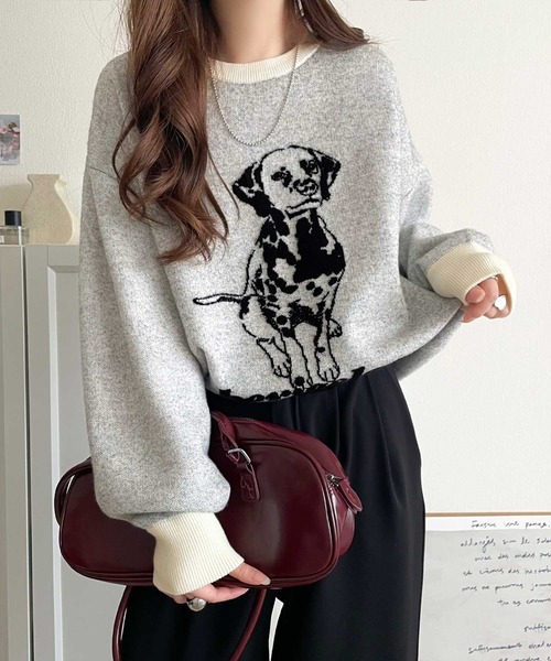 セール】着心地抜群！大人かわいいスタイルに♪ダブルジャガード配色