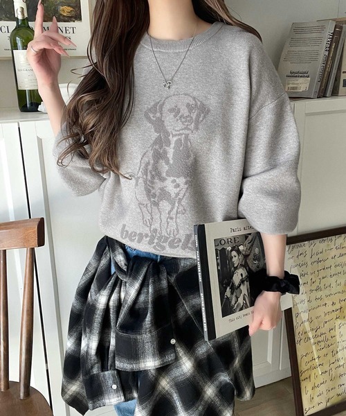 classicalelf(クラシカルエルフ)の「着心地抜群!大人かわいいスタイルに♪ダブルジャガード配色ダルメシアン柄ニット(ニット/セーター・レディース・アイボリー/ライトグレー/ネイビー/モカ/チャコール・X-LARGE/SMALL/MEDIUM/LARGE)」の18枚目の写真
