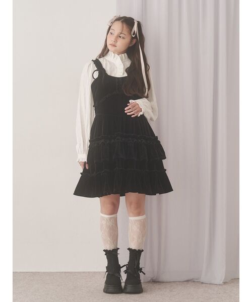 merry jenny（メリージェニー）の「ribbon ribbonニットブーツ（ブーツ・レディース・ブラック/ベージュ・LARGE/MEDIUM）」の3枚目の写真