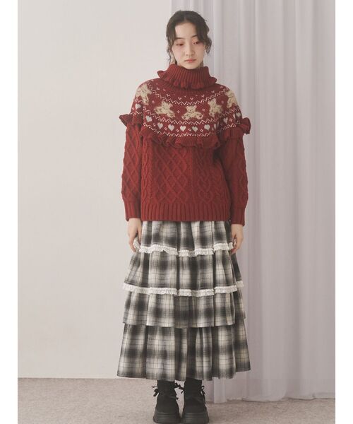 merry jenny(メリージェニー)の「ribbon ribbonニットブーツ(ブーツ・レディース・ブラック/ベージュ・LARGE/MEDIUM)」の4枚目の写真