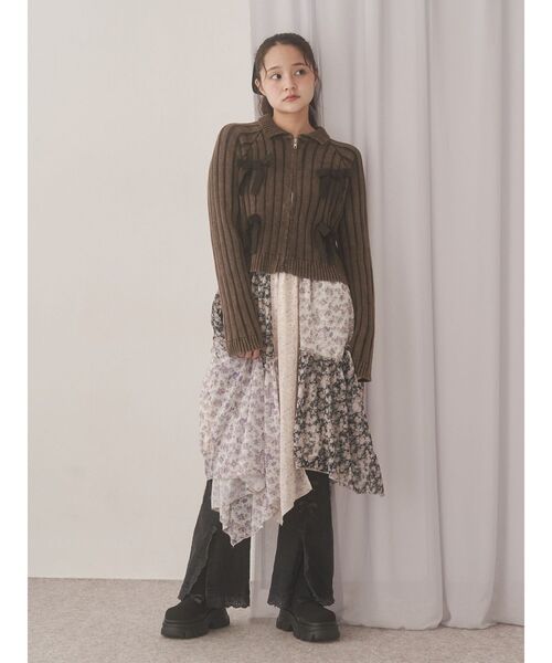 merry jenny(メリージェニー)の「ribbon ribbonニットブーツ(ブーツ・レディース・ブラック/ベージュ・LARGE/MEDIUM)」の5枚目の写真