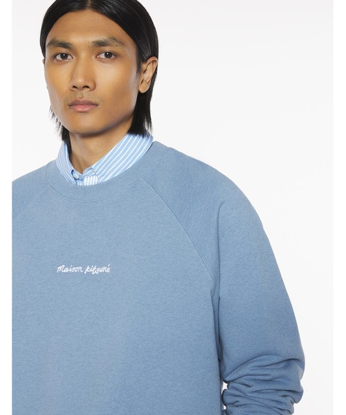 Maison Kitsune(メゾンキツネ)の「MAISON KITSUNE LINE HANDWRITING OVERSIZE SWEATSHIRT(スウェット・メンズ・ブラック/グレイッシュブルー・L/M/S/XS/XL)」の1枚目の写真