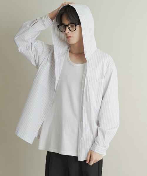 セール】ストライプフーディールーズシャツ（シャツ/ブラウス）｜SENSE