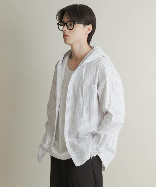 SENSE OF PLACE by URBAN RESEARCH（センスオブプレイスバイアーバンリサーチ）の「ストライプフーディールーズシャツ（シャツ/ブラウス・メンズ・ブルー/ホワイト・MEDIUM/LARGE）」の20枚目の写真