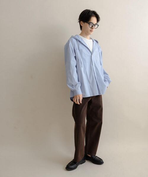 SENSE OF PLACE by URBAN RESEARCH（センスオブプレイスバイアーバンリサーチ）の「ストライプフーディールーズシャツ（シャツ/ブラウス・メンズ・ブルー/ホワイト・MEDIUM/LARGE）」の7枚目の写真