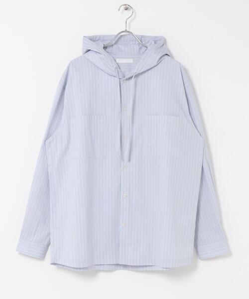 SENSE OF PLACE by URBAN RESEARCH（センスオブプレイスバイアーバンリサーチ）の「ストライプフーディールーズシャツ（シャツ/ブラウス・メンズ・ブルー/ホワイト・MEDIUM/LARGE）」の12枚目の写真