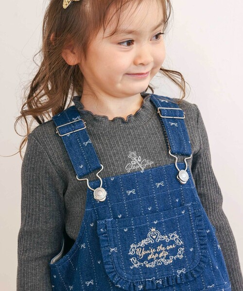 SLAP SLIP（スラップスリップ）の「デニムツイル総柄ジャンパースカート(80~130cm)（ジャンパースカート・キッズ・ホワイト系その他2/ブルー系その他2・110cm/130cm/100cm/80ｃｍ/90cm/120cm）」の12枚目の写真