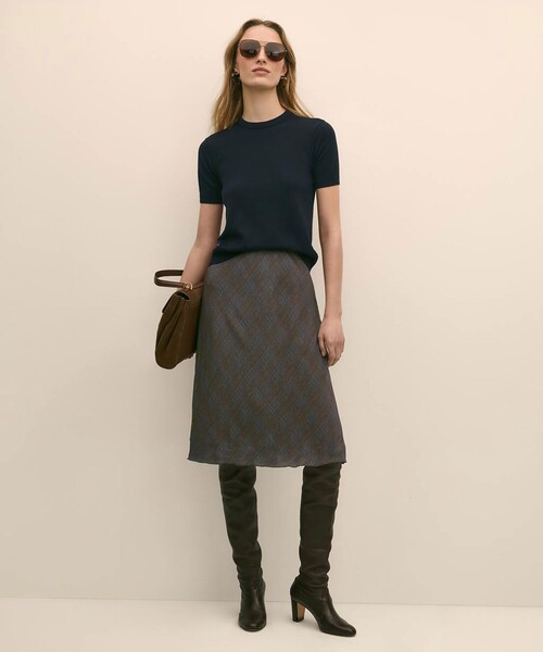 BROOKS BROTHERS(ブルックスブラザーズ)の「レーヨンシフォン グレンチェック フレアスカート(スカート・レディース・ブラウン・LARGE/MEDIUM/SMALL/X-SMALL)」の3枚目の写真