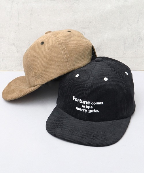 Basiquenti(ベーシックエンティ)の「コーデュロイ ソフトつば 英字刺繍 6パネルキャップ アジャスターコード付き つば長 深め(キャップ・メンズ・ブラック/ベージュ・FREE)」の5枚目の写真