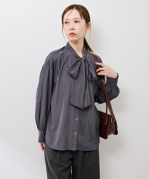 ROPE' PICNIC(ロペピクニック)の「カッセンリボンブラウス(シャツ/ブラウス・レディース・チャコールグレー/キナリ・FREE)」の7枚目の写真