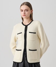 ウールブークレポケットロング カーディガン