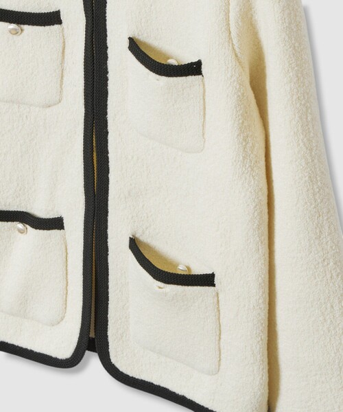 セール】ウールブークレポケットロング カーディガン（カーディガン