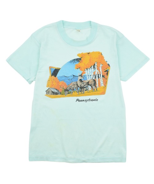 SCREEN STARS(スクリーンスターズ)の「【USED】80’s SCREEN STARS “deer” アニマル Tシャツ(Tシャツ/カットソー・メンズ・ブルー・MEDIUM)」の1枚目の写真