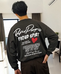 Candlestick（キャンドルスティック）の「ワイド グラフィック 長袖 Tシャツ 袖 ロゴ バックプリント ロンT（Tシャツ/カットソー）」