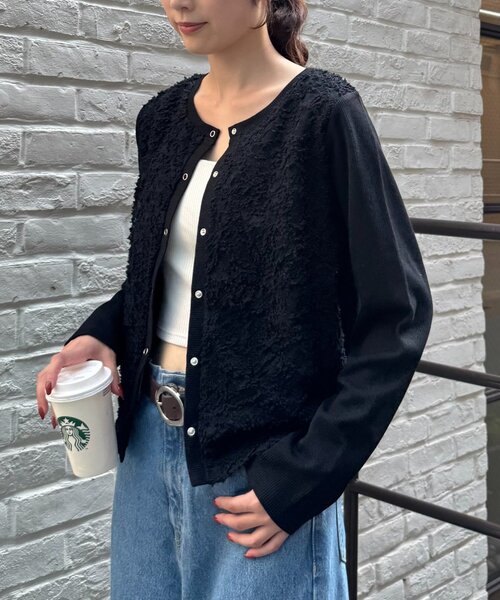 CIAOPANIC TYPY(チャオパニックティピー)の「レースドッキングリブスナップカーデ(カーディガン/ボレロ・レディース・グレー/オフホワイト/バーガンディー/ブラック・ONE SIZE)」の21枚目の写真