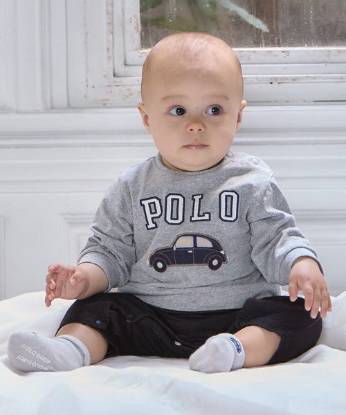 petit main(プティマイン)の「【POLO BCS】アップリケ長袖カバーオール(ロンパース・キッズ・オフホワイト/トップグレー・70cm/80cm)」の2枚目の写真