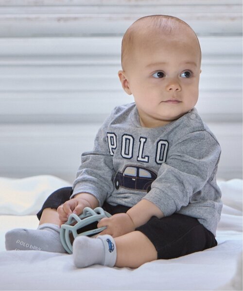 petit main(プティマイン)の「【POLO BCS】アップリケ長袖カバーオール(ロンパース・キッズ・オフホワイト/トップグレー・70cm/80cm)」の3枚目の写真