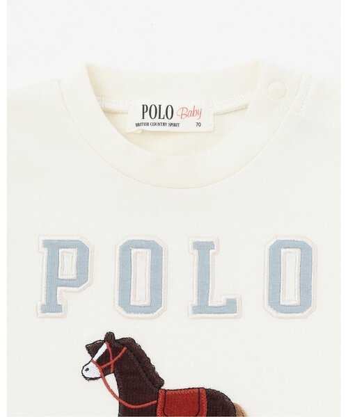 petit main(プティマイン)の「【POLO BCS】アップリケ長袖カバーオール(ロンパース・キッズ・オフホワイト/トップグレー・70cm/80cm)」の9枚目の写真