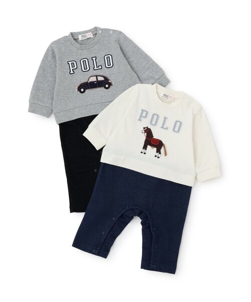 petit main(プティマイン)の「【POLO BCS】アップリケ長袖カバーオール(ロンパース・キッズ・オフホワイト/トップグレー・70cm/80cm)」の15枚目の写真