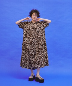 サイドギャザーレオパードワンピース(ワンピース)|manana suerte サイドギャザーレオパードワンピース(ワンピース)|manana suerte