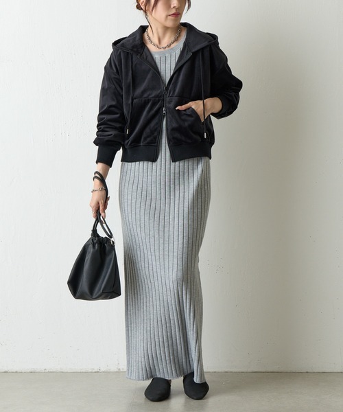 COLONY 2139（コロニートゥーワンスリーナイン）の「ベロアZIPパーカー（パーカー・レディース・チャコールグレー/ブラック/ブラウン・FREE）」の7枚目の写真