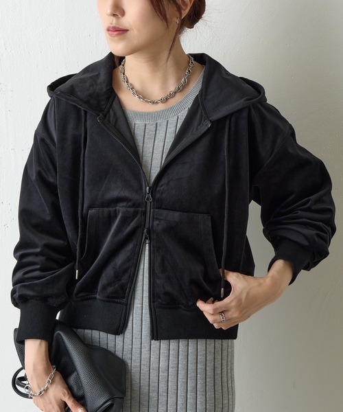 cccmalie シーマリー　ベロアブルゾン　パーカー　カーディガン cccmalie シーマリー ベロアブルゾン パーカー カーディガン