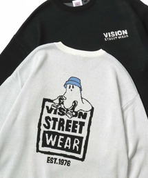 VISION STREET WEAR（ヴィジョンストリートウェア）の「VISION STREET WEAR/ヴィジョンストリートウェア オーバーサイズ ニット ゴーストバックプリント ロゴ ワンポイント セーター/レディース メンズ（ニット/セーター）」