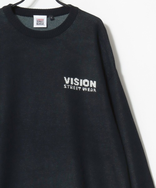 VISION STREET WEAR（ヴィジョンストリートウェア）の「VISION STREET WEAR/ヴィジョンストリートウェア オーバーサイズ ニット ゴーストバックプリント ロゴ ワンポイント セーター/レディース メンズ（ニット/セーター・メンズ・ブラック/オフホワイト・M/L/LL）」の9枚目の写真