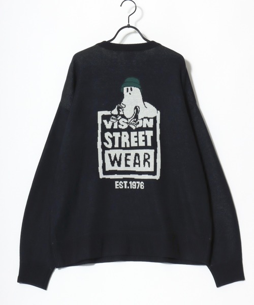 VISION STREET WEAR（ヴィジョンストリートウェア）の「VISION STREET WEAR/ヴィジョンストリートウェア オーバーサイズ ニット ゴーストバックプリント ロゴ ワンポイント セーター/レディース メンズ（ニット/セーター・メンズ・ブラック/オフホワイト・M/L/LL）」の14枚目の写真
