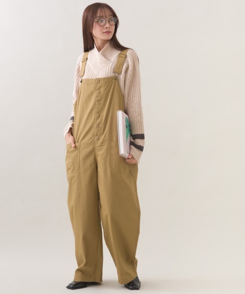OMNES(オムネス)の「ワッシャーダンプ&デニムサロペット(サロペット/オーバーオール・レディース・ネイビー/ベージュ/ブラック/カーキ・FREE)」の8枚目の写真