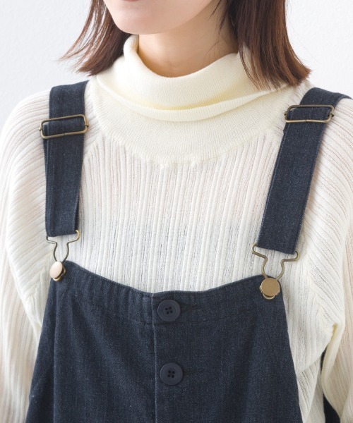 OMNES(オムネス)の「ワッシャーダンプ&デニムサロペット(サロペット/オーバーオール・レディース・ネイビー/ベージュ/ブラック/カーキ・FREE)」の10枚目の写真