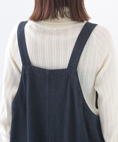 OMNES(オムネス)の「ワッシャーダンプ&デニムサロペット(サロペット/オーバーオール・レディース・ネイビー/ベージュ/ブラック/カーキ・FREE)」の11枚目の写真