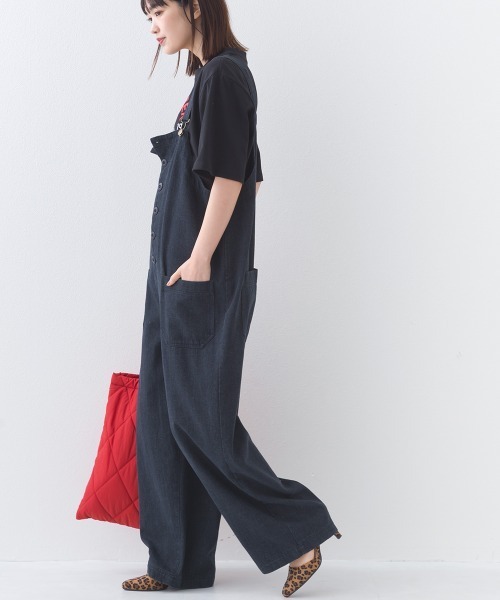 OMNES(オムネス)の「ワッシャーダンプ&デニムサロペット(サロペット/オーバーオール・レディース・ネイビー/ベージュ/ブラック/カーキ・FREE)」の20枚目の写真